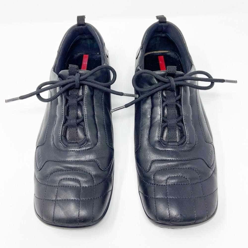 Vintage Prada leather lace up sneakers